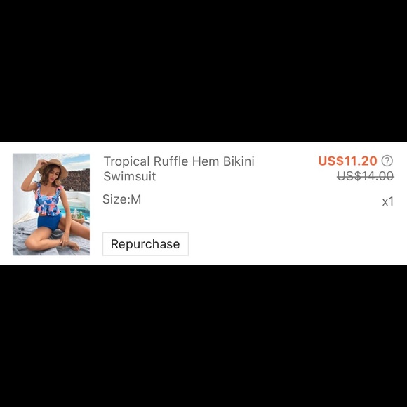 SHEIN Tropical Ruffle Hem Bikini Swimsuit - Picture 3 of 4